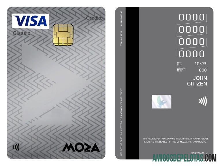 Mozambique Moza Bank Visa Classic Credit Vertical Card template